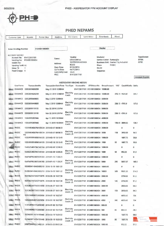 INDIA PHED utility bill Word and PDF template
